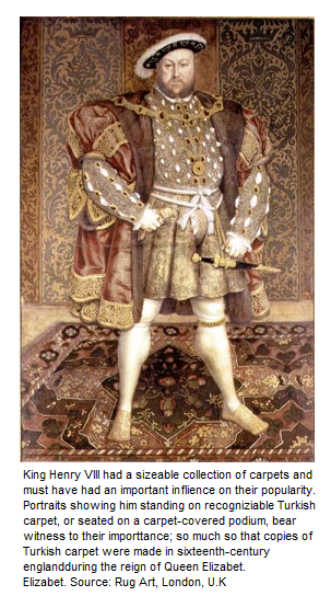 King Henry VIII standing on a Turkish carpet